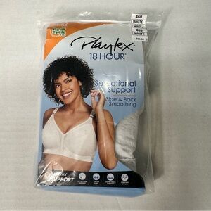 Playtex 18 Hour Sensational Support Wireless Full-Coverage Bra 46B Opened  White